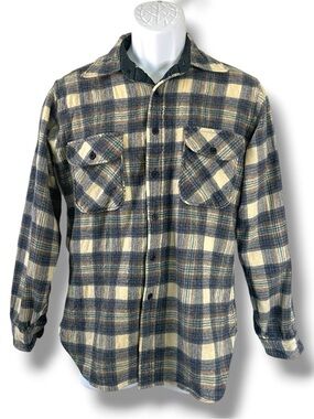 Pendleton Vintage Pure Virgin Wool Flannel Shirt Jacket Made USA Plaid